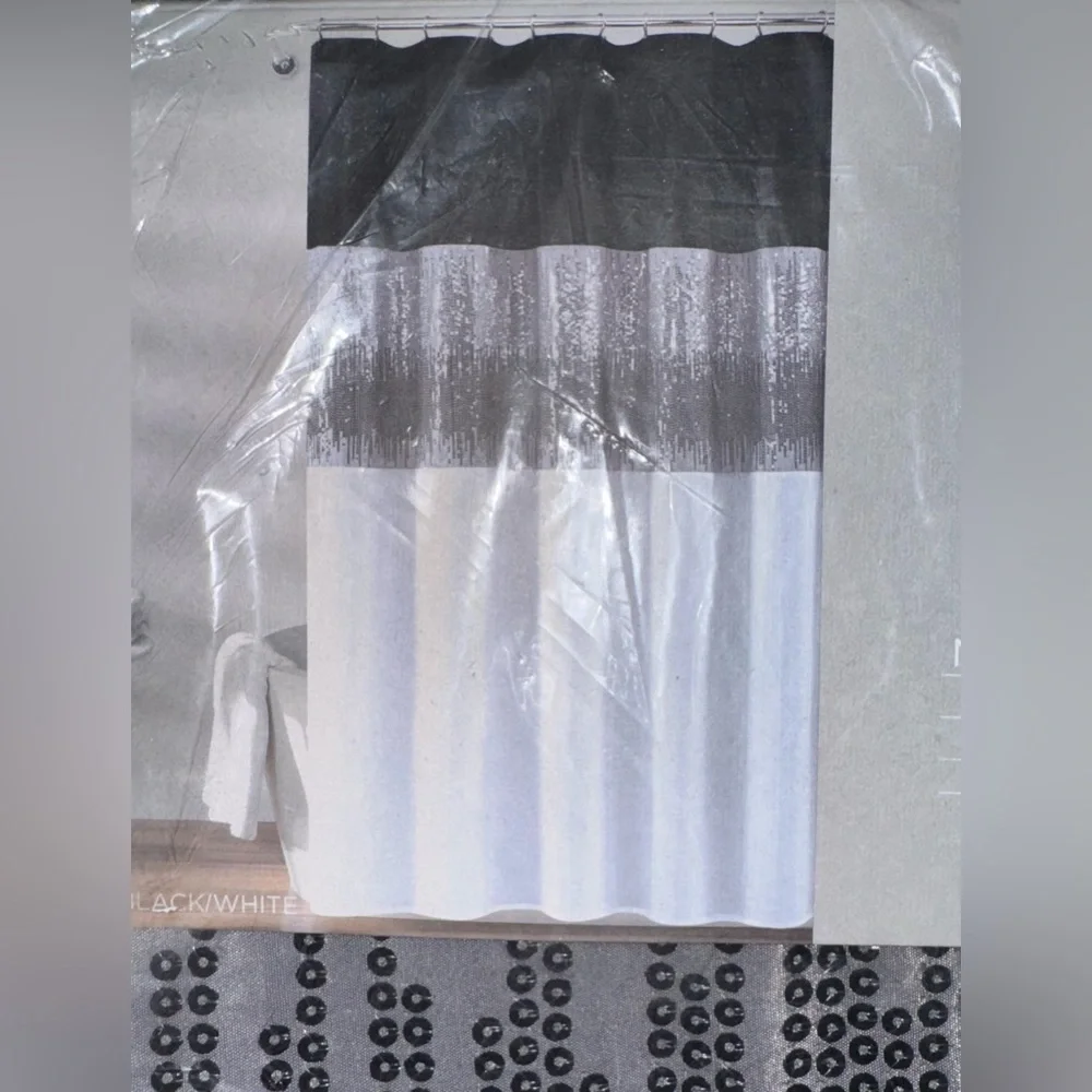 Lush Decor Night Sky Shower Curtain - Black and White